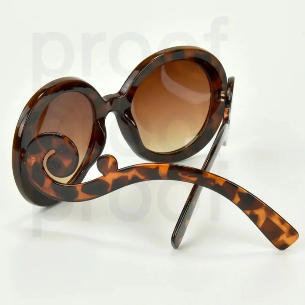 Stylish Tortoiseshell Oversized Baroque Hollywood Style Sunglasses